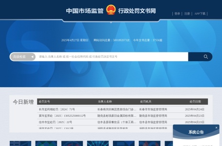 中国市场监管行政处罚文书网